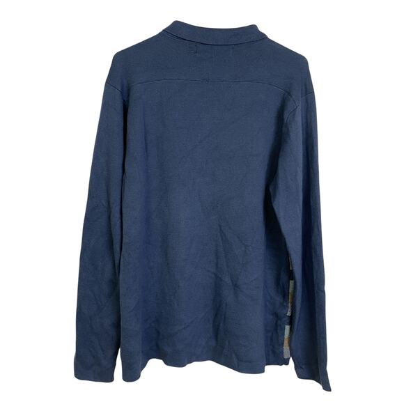 Propaganda Agency Cardigan Sweater Mens XL Blue Check Button Up Pima Cotton - Picture 2 of 10